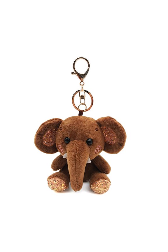 Mini Elephant Plush Stuffed Doll Pendant Keychain Key Chain Holder Bag Decor Coffee