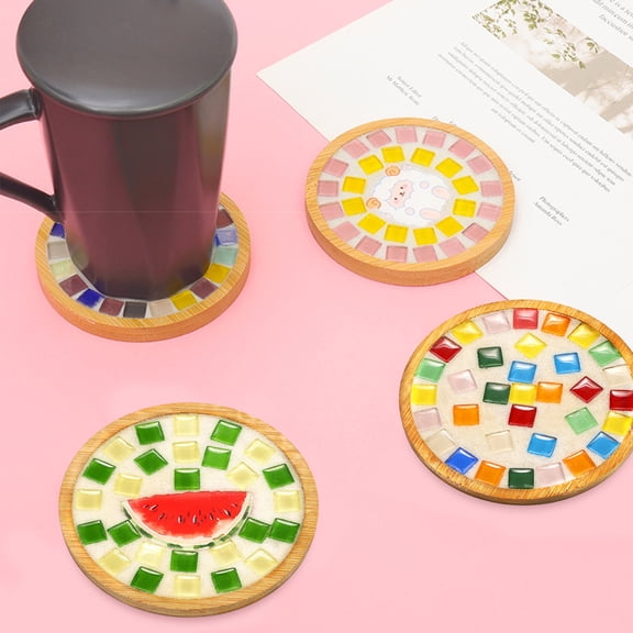 Pnellth Mosaic Coaster Kit Heat Insulation Creative Design Hands Skill Improve DIY Craft Relieve Boredom Home Decorative Cup Pad