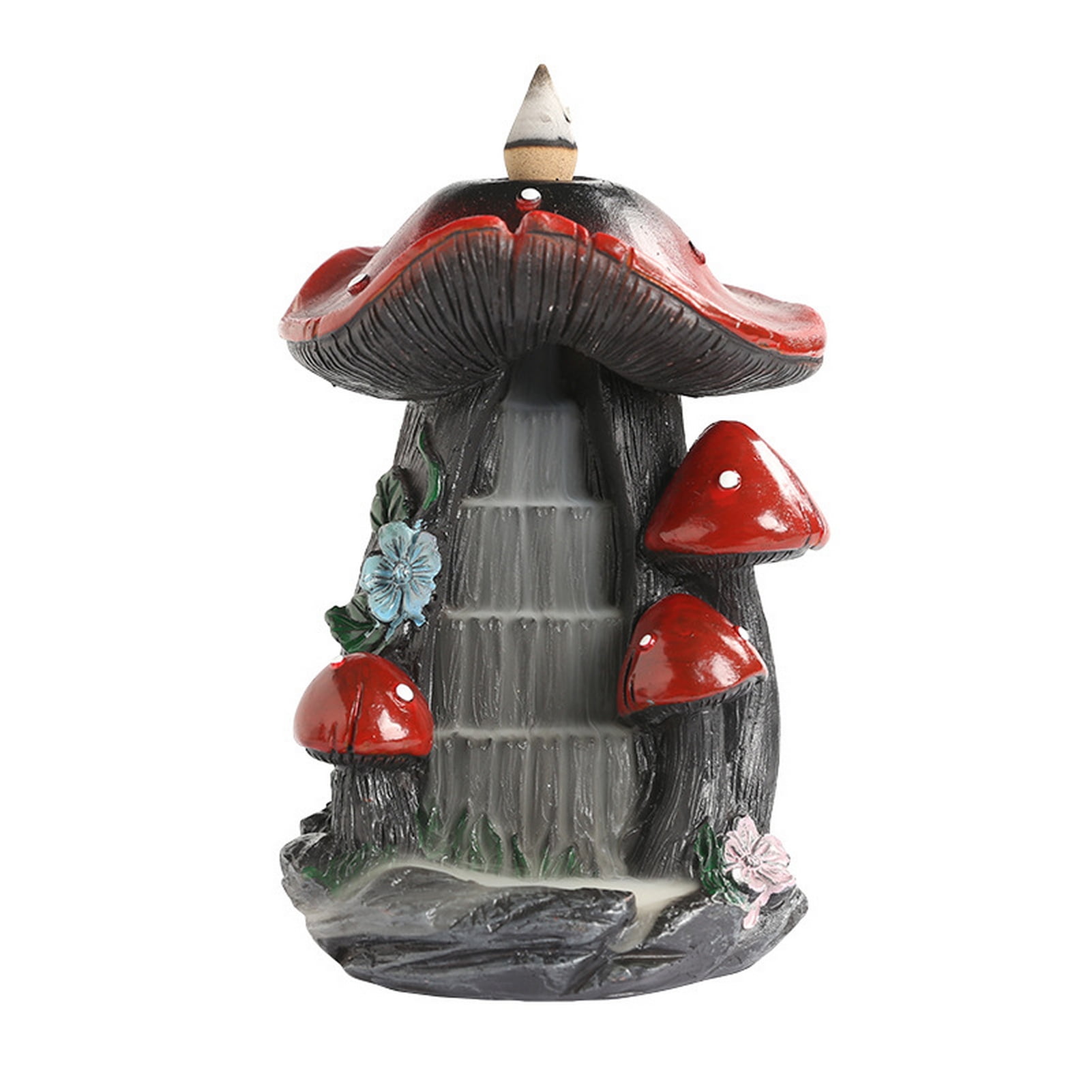 Pnellth Mushroom House Backflow Incense Burner Resin Handicraft Nature