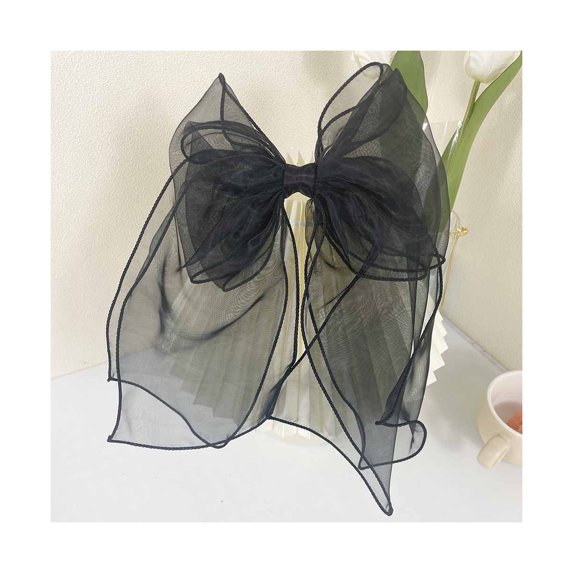 Pnellth Non-Slip Exquisite Craftsmanship Temperament Girl Hairpin Double Mesh Bow Decor Spring Hair Clip Hair Accessories