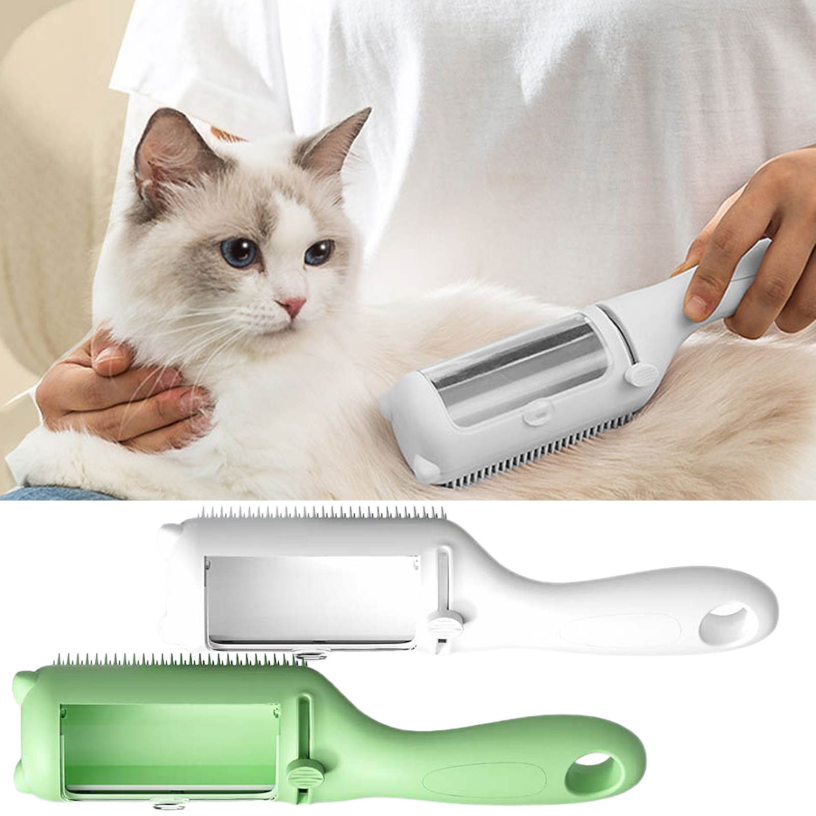 Pnellth Pet Comb Grip Ergonomic Handle Double Row Teeth Hair Collection