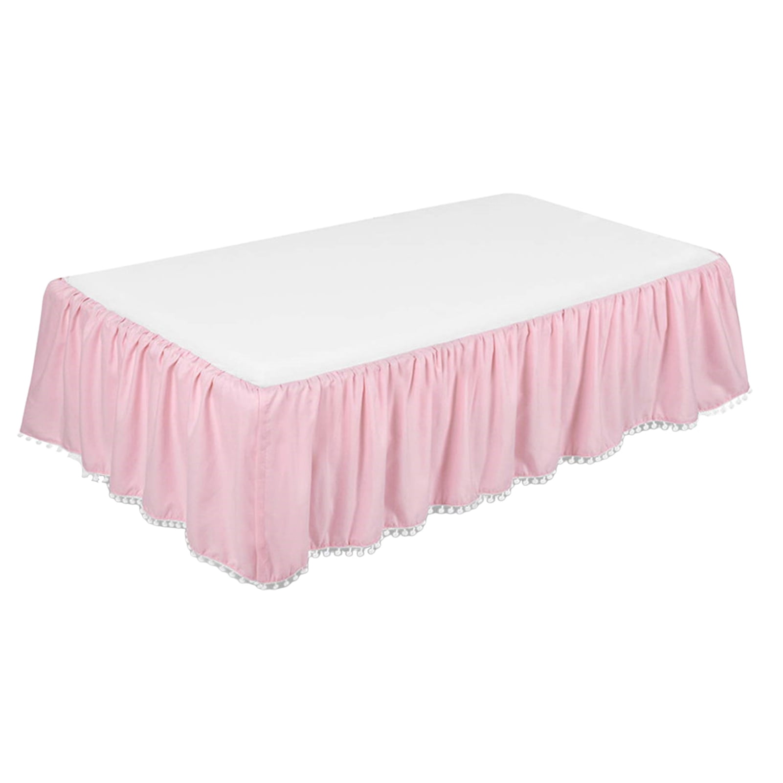 Crib Protector Ruffle Pnellth Plush Ball Ruffled Crib Skirt Toddler Adjustable Elastic ...