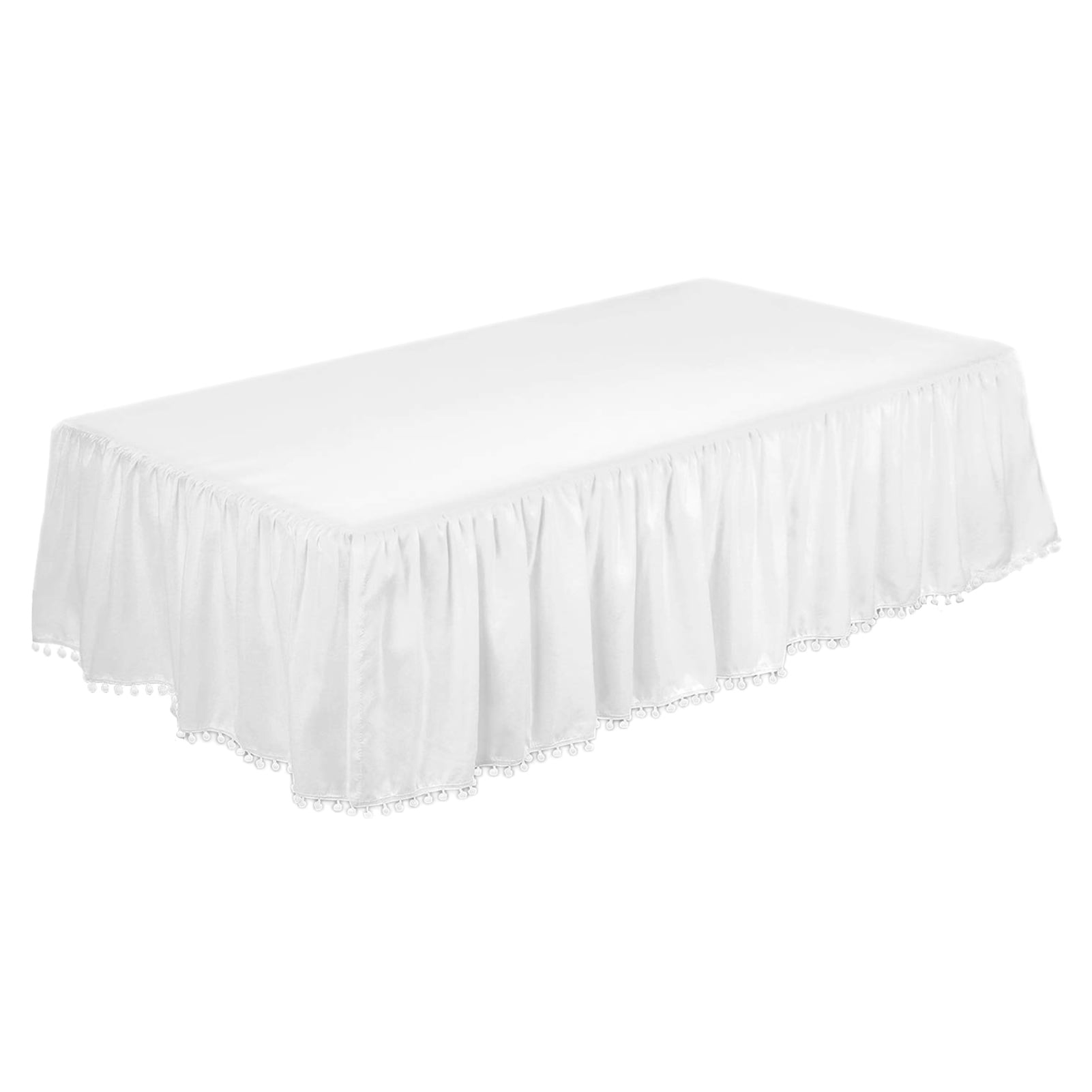 Pnellth Plush Ball Ruffled Crib Skirt Toddler Adjustable Elastic Bedding Crib Ruffle Bed Skirt