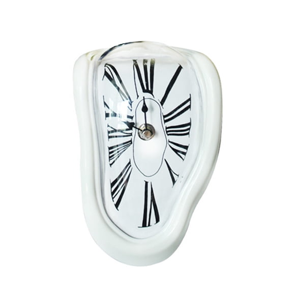 Pnellth Retro Innovative Twisting Funny Melting Table Hanging Roman Numbers Mute Clock White