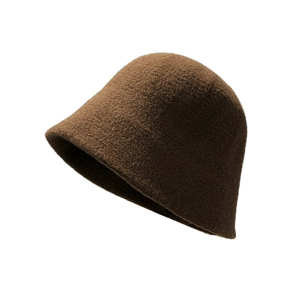 Pnellth Round Dome Short Brim Thick Warm Bucket Hat Women Winter Knitting Wool Basin Hat Fashion Accessories