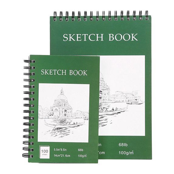 Pnellth Sketch Book Spiral Wire Bound Hardcover 100 Sheets Acid Free No Bleed Thick Paper Artist Art Student Sketching Drawing Writing Sketchbook Art Supplies