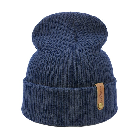 Pnellth Unisex Winter Hat Thick Knitted Elastic Warm Solid Color No Brim Anti-slip Soft Windproof Women Men Cap Outdoor Beanie