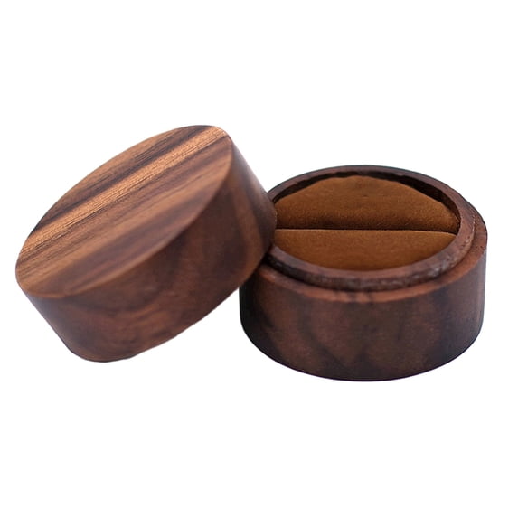 Pnellth Valentine Day Ring Box Vintage Wooden Ring Storage Box Double Ring Display Case for Proposal Engagement Valentine Day