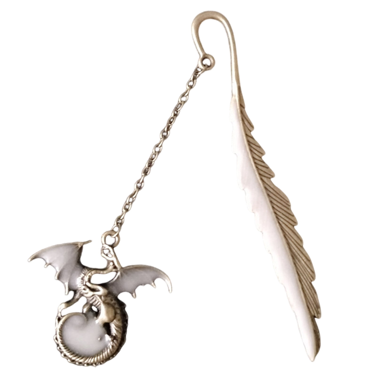 Silver Glow in The Dark Feather Metal Bookmark
