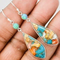 Pnellth Vintage Women Jewelry Faux Turquoise Rhinestone Dangle Ear Hook Drop Earrings Colorful