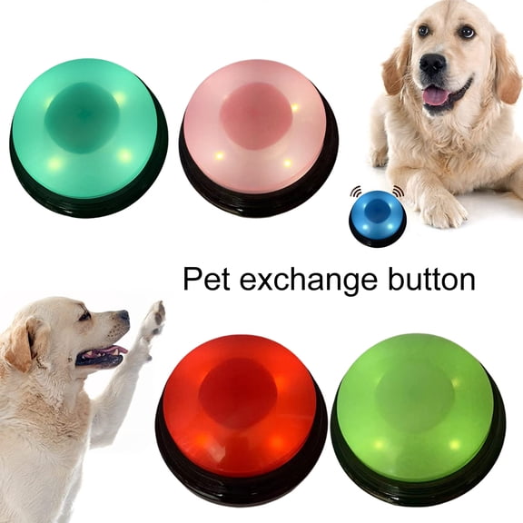 Pnellth Voice Recording Button Train Your Pet Fun Dog Toy 30-Second Recording Flashing Lights Voice Playback Clicker