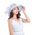 thumbnail image 1 of Pnellth Women Church Cap Wide Brim Bow Foldable Adjustable Anti Sun Hat for Beach, 1 of 7