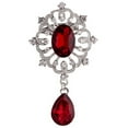thumbnail image 1 of Pnellth Women Luxury Rhinestone Alloy Brooch Pin Large Waterdrop Pendent Party Jewelry Red, 1 of 8