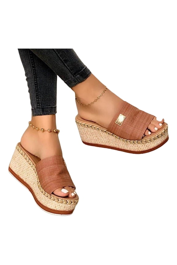 Women Sandals Platform Wedge Footwear Open Toe Anti Skid Sandals for Daily Wear Brown