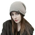 thumbnail image 1 of Pnellth Women Winter Hat Knitted Elastic Thick Warm Soft Cold Resistant No Brim Beanie Baggy Solid Color Lady Cap, 1 of 8