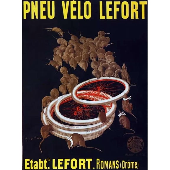 Pneu Velo Lefort Decorative Poster print.Fine Graphic.Interior home design 16 x 24 Inch Poster