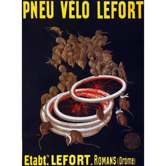 Pneu Velo Lefort Decorative Poster print.Fine Graphic.Interior home design 24 x 36 Inch Poster