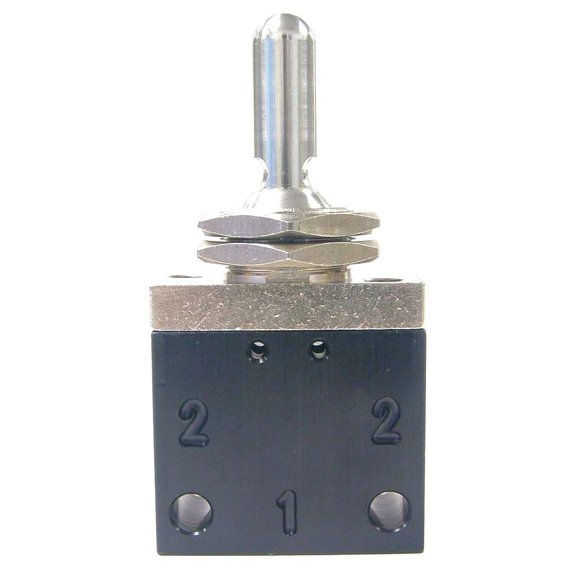 Pneumadyne C042601, 3-Position Toggle Valve, 2-Way, 1/8 NPT (F) Ports, Detented Actuation J101