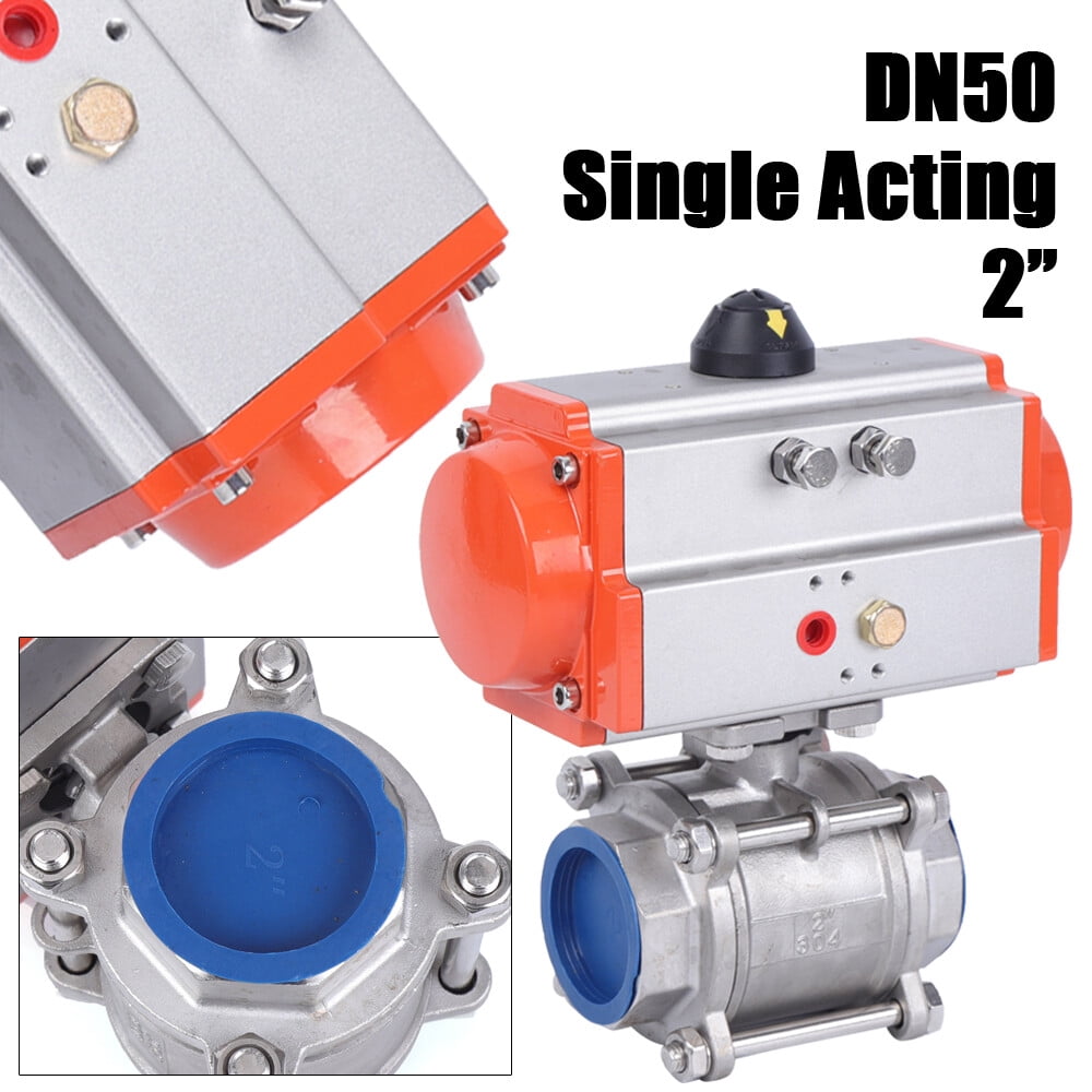 Pneumatic 2 Inch Air Actuated Stainless Ball Valve Single Acting Spring ...
