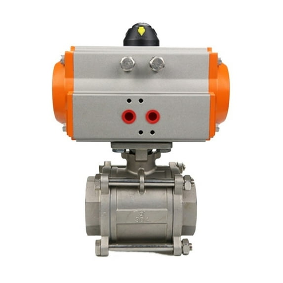 Pneumatic Actuated Ball Valve DN8 DN10 DN15 DN20 DN25 DN32 DN40 DN50 Three Piece Pneumatic Ball Valve With High Platform Double Acting Cylinder