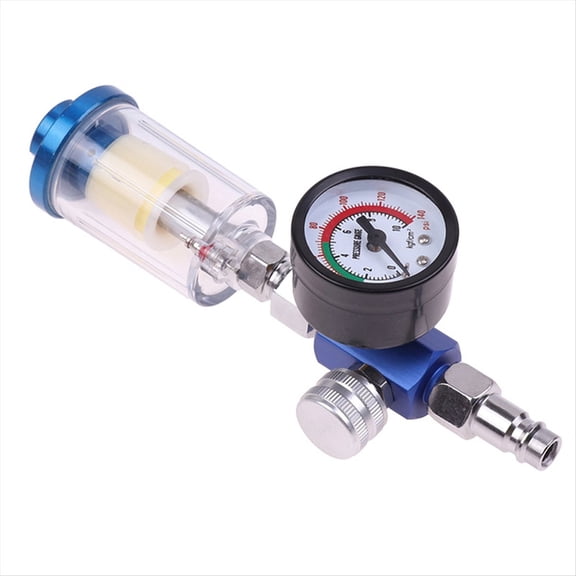 Pneumatic Air Regulator Gauge Water Trap Filter Tool EU Adapter Accessories,1 x Mini Air Pressure Regulator,Blue