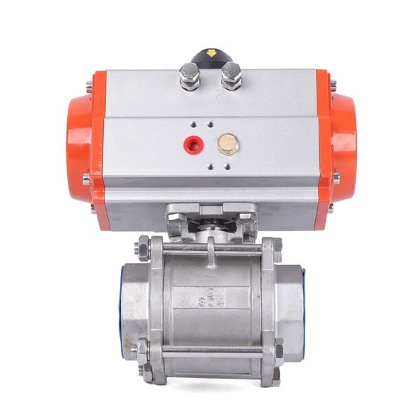 Pneumatic Ball Valve 2 Inch, 3 Piece, Single Acting, Stainless Steel 304 Material, PTFE Seal, Aluminum Alloy Actuator, Industrial Control Valve for Flow Regulation and Energy Management