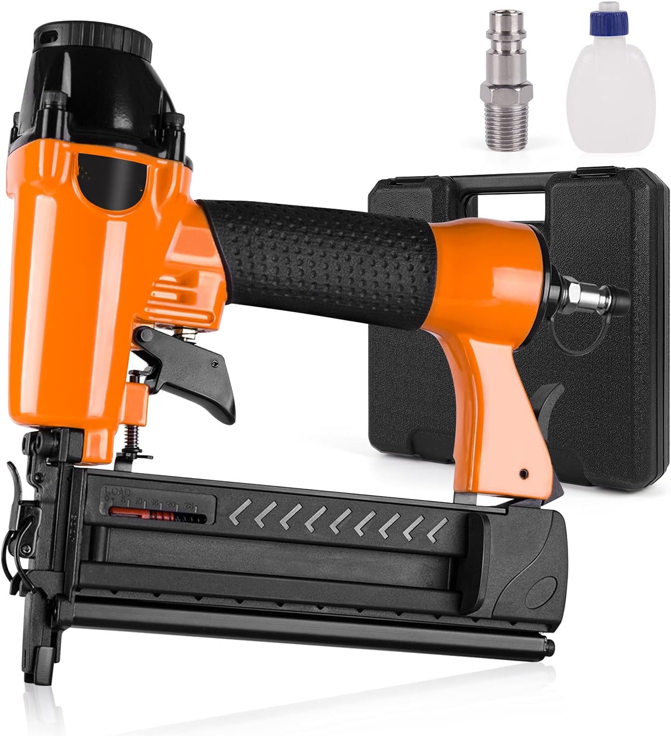 Pneumatic Brad Nailer, 2 in 1 Nail Gun Staple Gun Fires 18 Gauge 2 Inch Brad Nails and Crown 1-5/8 inch Staples with Carrying Case and Safety Glasses