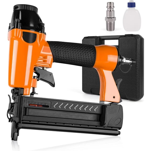 Pneumatic Brad Nailer, 2 in 1 Nail Gun Staple Gun Fires 18 Gauge 2 Inch Brad Nails and Crown 1-5/8 inch Staples with Carrying Case and Safety Glasses