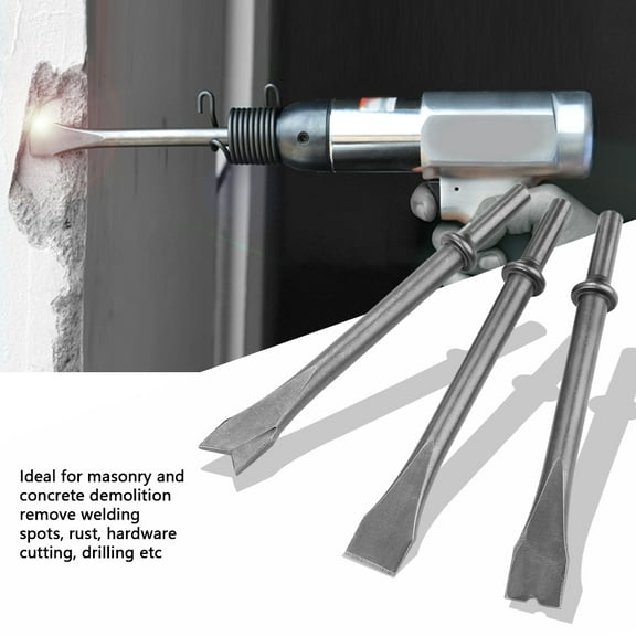Pneumatic Chisel Set, Chisel Set, 6.7Inch Round Shank Drilling For Masonry Concrete Demolition