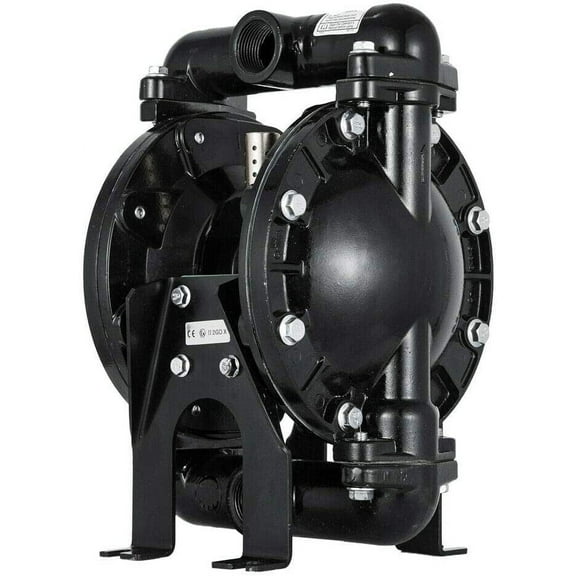 Pneumatic Diaphragm Pump Air-Operated Double Diaphragm Pump 1" Inlet Outlet & Inlet Petroleum Fluids 35 GPM Max 120PSI Aluminum Black