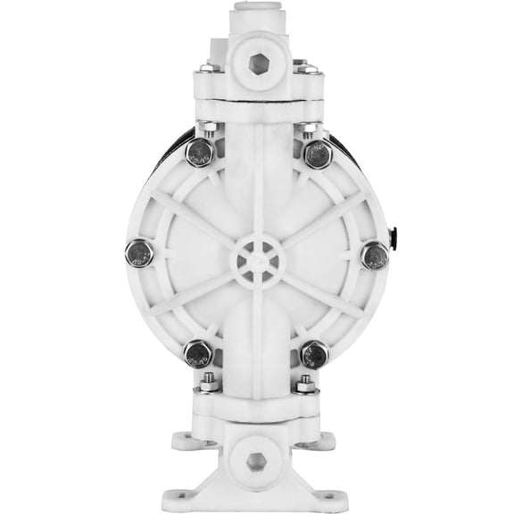 Pneumatic Double Diaphragm Pump, 1/2 Inch Ports, Polypropylene Construction, 2.5 GPM Flow Rate, 80 PSI Max Pressure, PTFE Diaphragm for Oil, Diesel & Low Viscosity Liquids
