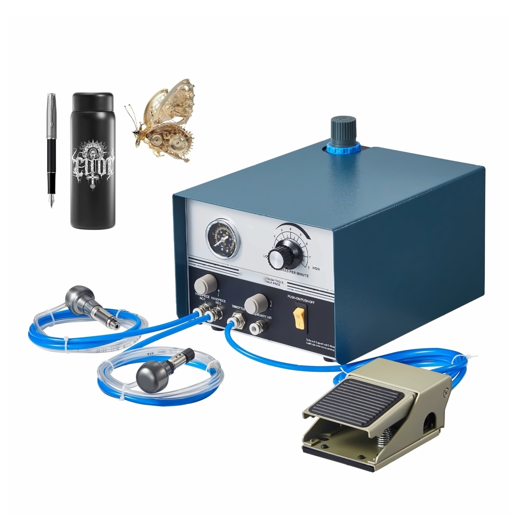 Pneumatic Engraver 1200-6000 RPM - Dual Head Engraving Machine for ...