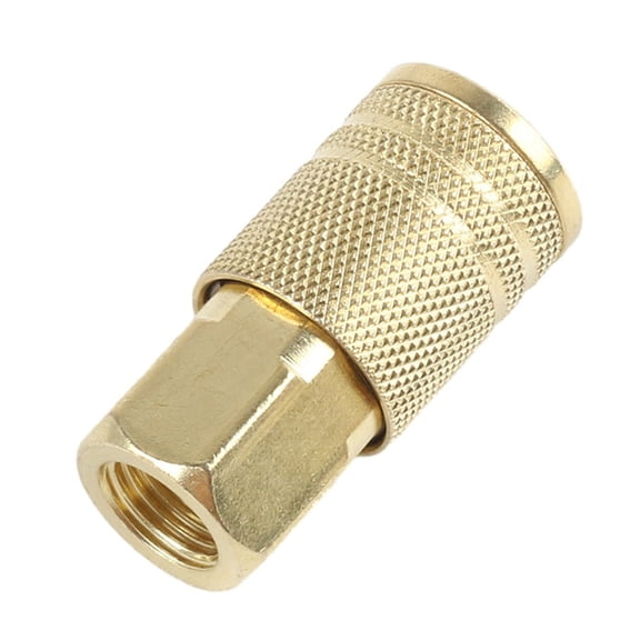 Pneumatic Fitting 1/4 NPT Quick Coupler, Copper Plated Iron Air Compressor Connector, US Standard Male and Female Thread Options for Air Line Hose Tools(Female Thread)