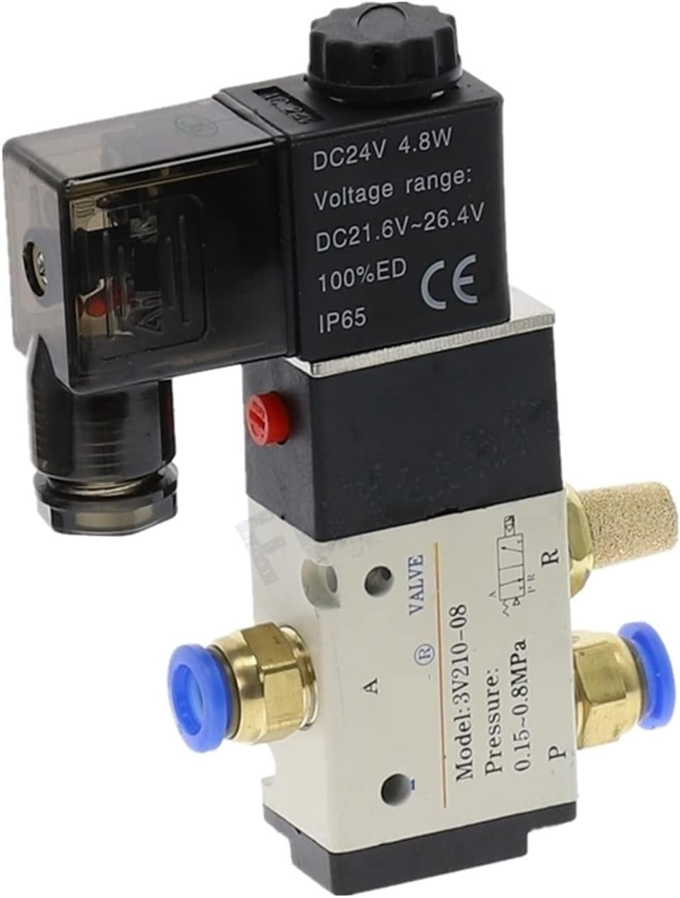 4V23008P pneumatisches Elektromagnetventil 5/3 Wege 3 Positionen elektrisch gesteuertes DC 24V 1/4 Zoll für Druckluft und Gas Ersatz
