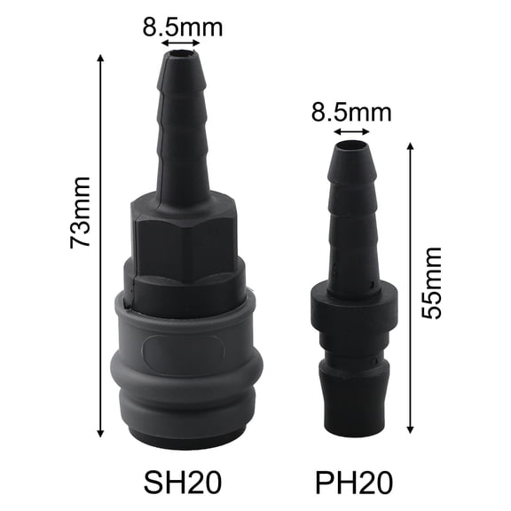 Pneumatic Fittings with Self Sealing Valve for Reduced Noise and Energy Efficiency (SP+PP(SH+PH (20))