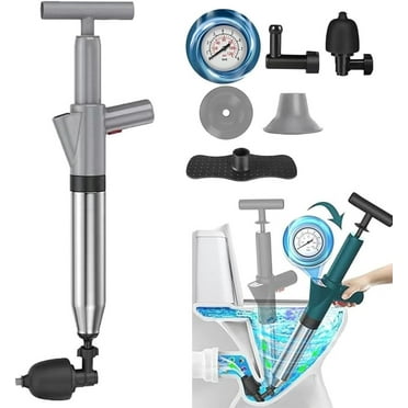 Pneumatic Floor Drain Unclogging Tool, Toilet Plunger, Drain Clog Remover, Pneumatic Toilet Plunger, Pneumatic Drain Clog Remover for Bathroom, Sink, Floor, Kitchen Clogged Pipe(Gray)