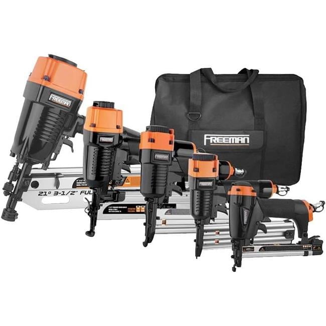 Pneumatic Finish and Trim Nailer and Staplers Combo Kit with Canvas Bag and Fasteners (3-Piece) Pneumatic Finish and Trim Nailer and Staplers Combo Kit with Canvas Bag and Fasteners (3-Piece)