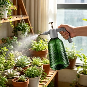 Pneumatic Gardening Watering Can, Green 4.53x12.2in Pressurized Spray Bottle for Household Cleaning and plants, Fine Mist Handheld Sprayer Mister