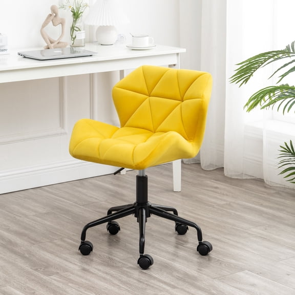 Pneumatic Gas Lift / Comfortable Yellow Swivel Chair for Offices