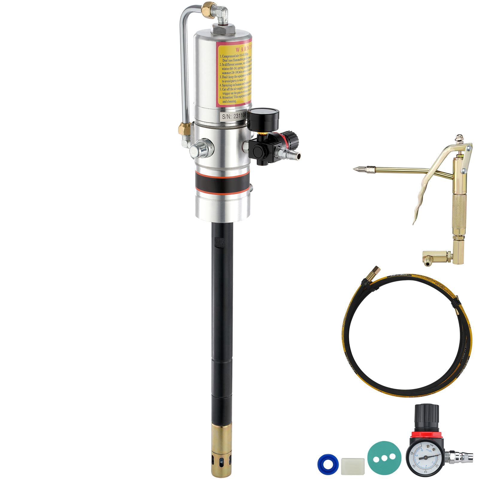 Pneumatic Grease Pump,50:1 Air Operated with 13 ft Hose&360° Swivel Grease Gun for Portable Lubrication