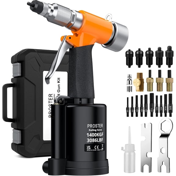 Pneumatic Hydraulic Rivet Nut Set - 3086LBF Heavy-Duty Riveters Setting Kit for M4 M5 M6 M8 M10 1/4