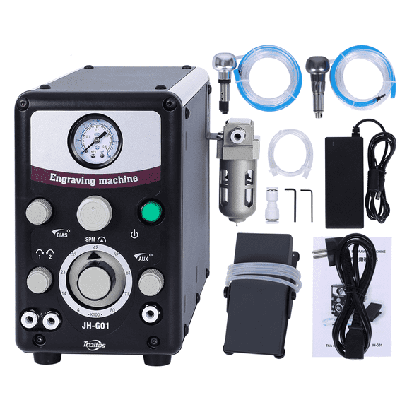 Pneumatic Jewelry Engraver Machine - Pneumatic Hand Engraving Machines Dual-Head 400-8000 RPM for Jewelry and Metal Crafting