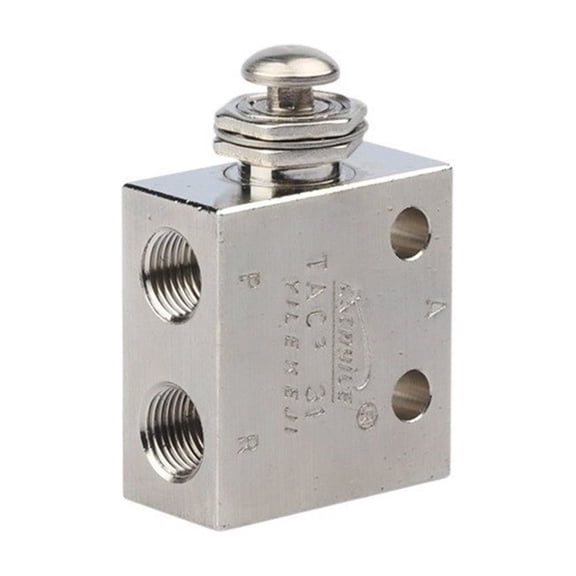 Pneumatic Knob 2 Position 3 Way Toggle Valve, TAC-31P Manual Control ON/OFF Mushroom Push Button Air Pneumatic Mechanical Valve