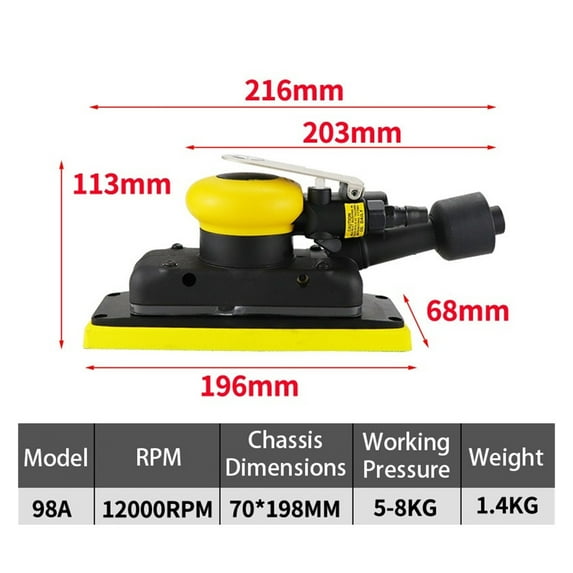 Pneumatic Orbital Rectangular Sander Square Air Sander Pad Grinder Polisher Sanding Tool Jitter Bug Sanders ,High Efficiency