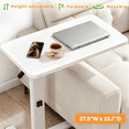 thumbnail image 1 of Pneumatic Overbed Table Height Adjustable, Rolling Bed Desk, Mobile Standing Laptop Table with Wheels, Over Bed Table for Hospital/Sofa/Couch/Bed/Office/Work - Foldable (27.5" W x 15.7" D, White), 1 of 12