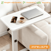 Pneumatic Overbed Table Height Adjustable, Rolling Bed Desk, Mobile Standing Laptop Table with Wheels, Over Bed Table for Hospital/Sofa/Couch/Bed/Office/Work - 