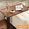 thumbnail image 1 of Pneumatic Overbed Table Height Adjustable, Rolling Bed Desk, Mobile Standing Laptop Table with Wheels, Over Bed Table for Hospital/Sofa/Couch/Bed/Office/Work - Foldable (27.5" W x 15.7" D, Walnut), 1 of 13