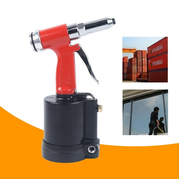 Pneumatic Rivet Gun with 4 Nozzles & Wrenches, 1/4" Max Rivet Size, 1200kgf Pulling Force, Air Riveter Tool for Aluminum, Steel, Stainless – 90–120 PSI