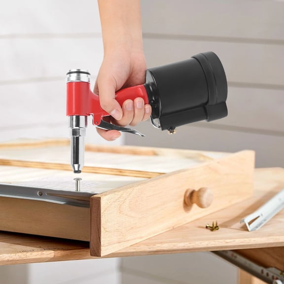 Pneumatic Rivet Gun, Aluminum Alloy Labor Saving, Hydraulic Air Riveter Tool Rivet Riveting Nut Nail Insert Hand Tool Set, 1/4-inch 3/16-inch 5/32-inch 1/8-inch Nosepieces