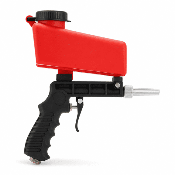 Pneumatic Sand Blaster Gun Gravity Feed Air Sandblasting Tool for Rust Surface Cleaning, Standard, Red and Black, 1-Pack